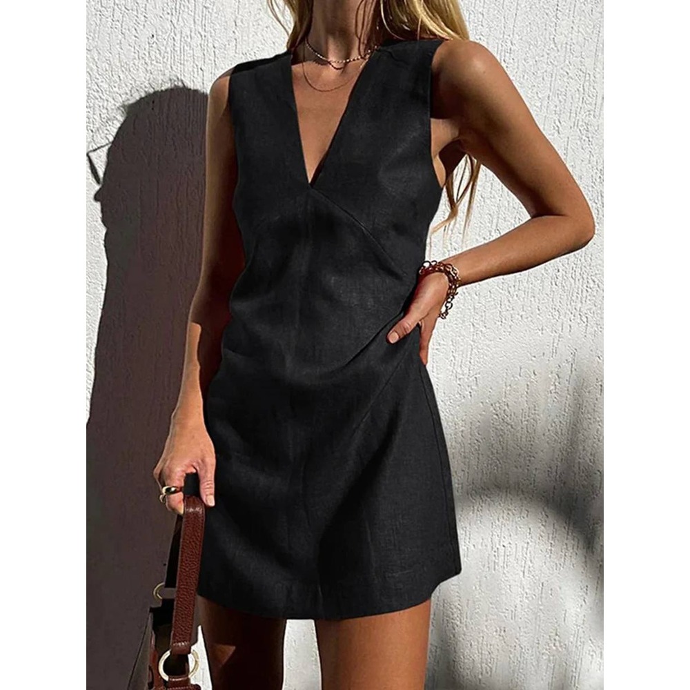 Commense Sleeveless Mini Dress V-Neck Casual Party Cocktail Dress Size‎ Large
